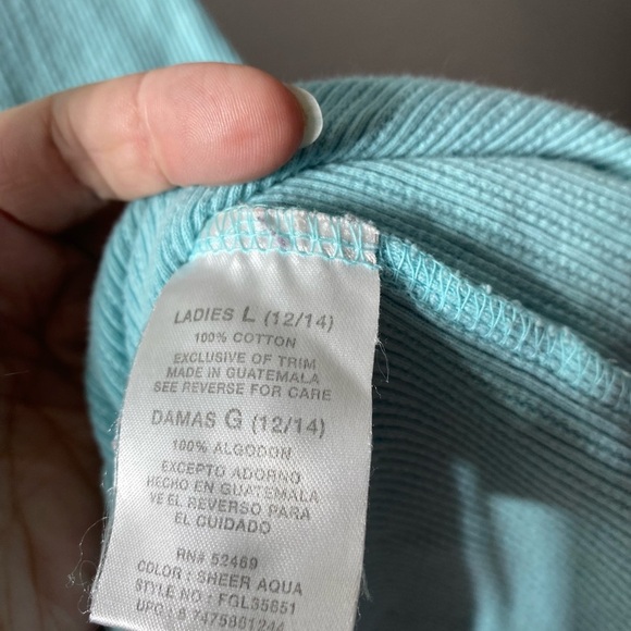 Turquoise long sleeve henley. - Picture 2 of 3